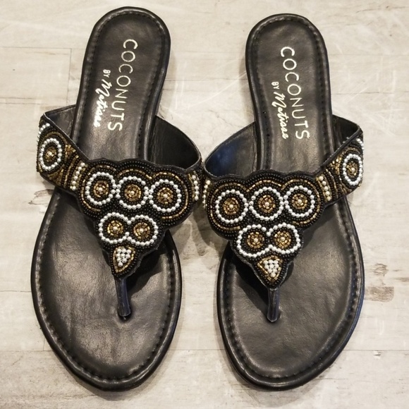 💕COCONUTS by MATISSE💕 Beaded Thong Flat Sandals - Picture 1 of 8